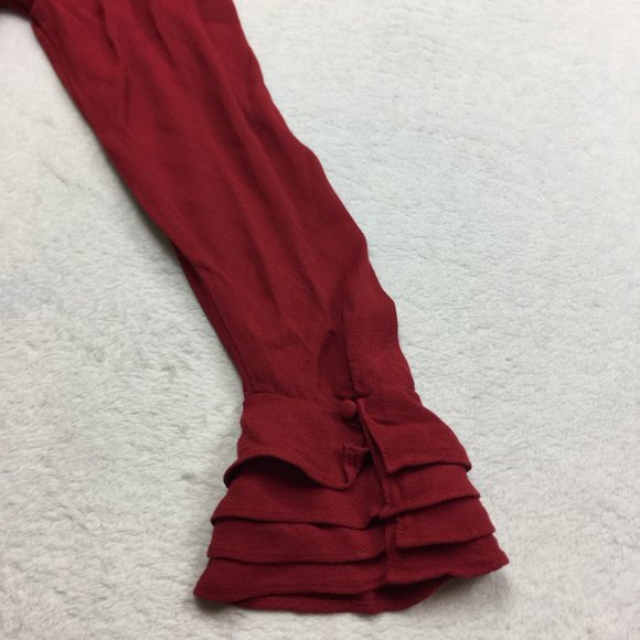 Soft Surroundings Blouse Top Size PS Womans Petite Red Button Front Long Sleeve - Picture 3 of 15